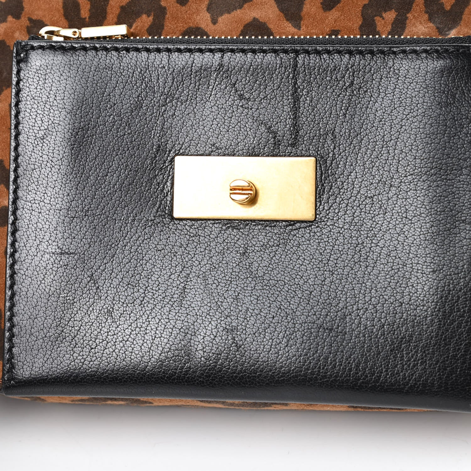 Givenchy Calfskin Suede Leopard Print Small GV3 Shoulder Bag Black Chestnut 10 of 13