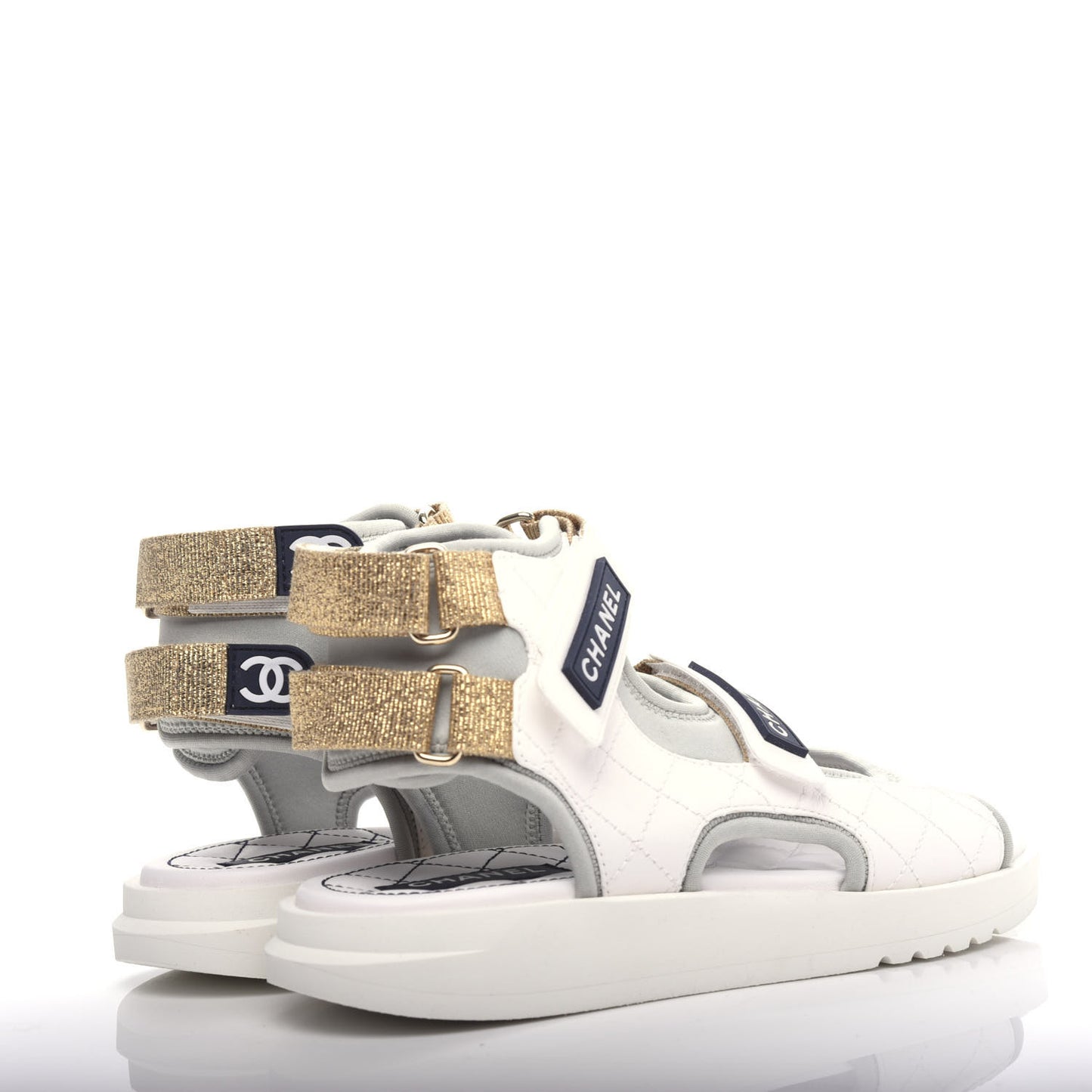 Goatskin Fabric Gladiator Sandals 36.5 Grey Navy Blue
