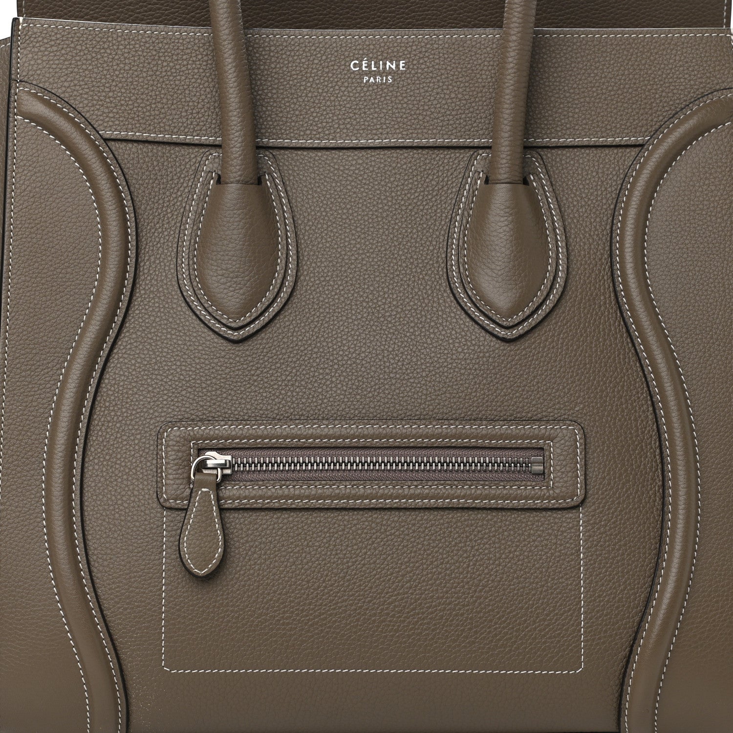 Celine Drummed Calfskin Mini Luggage Bag Souris 7 of 11