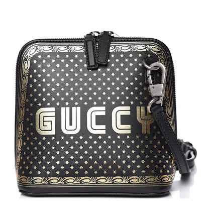 Gucci X SEGA Calfskin GUCCY Stars Mini Dome Shoulder Bag Black Gold 1 of 10
