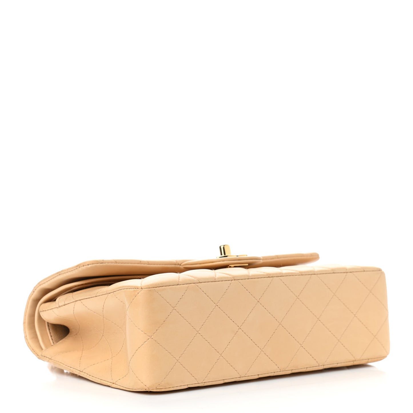 Lambskin Quilted Small Double Flap Beige