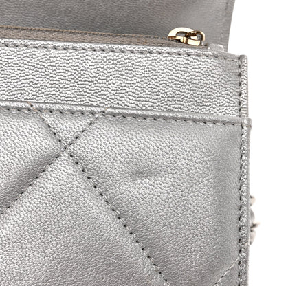 Chanel Metallic Goatskin Quilted Chanel 19 Wallet On Chain WOC Silver 12 of 14