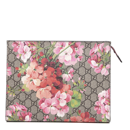 Gucci GG Supreme Monogram Blooms Large Cosmetic Case Beige Multicolor Dry Rose 1 of 10