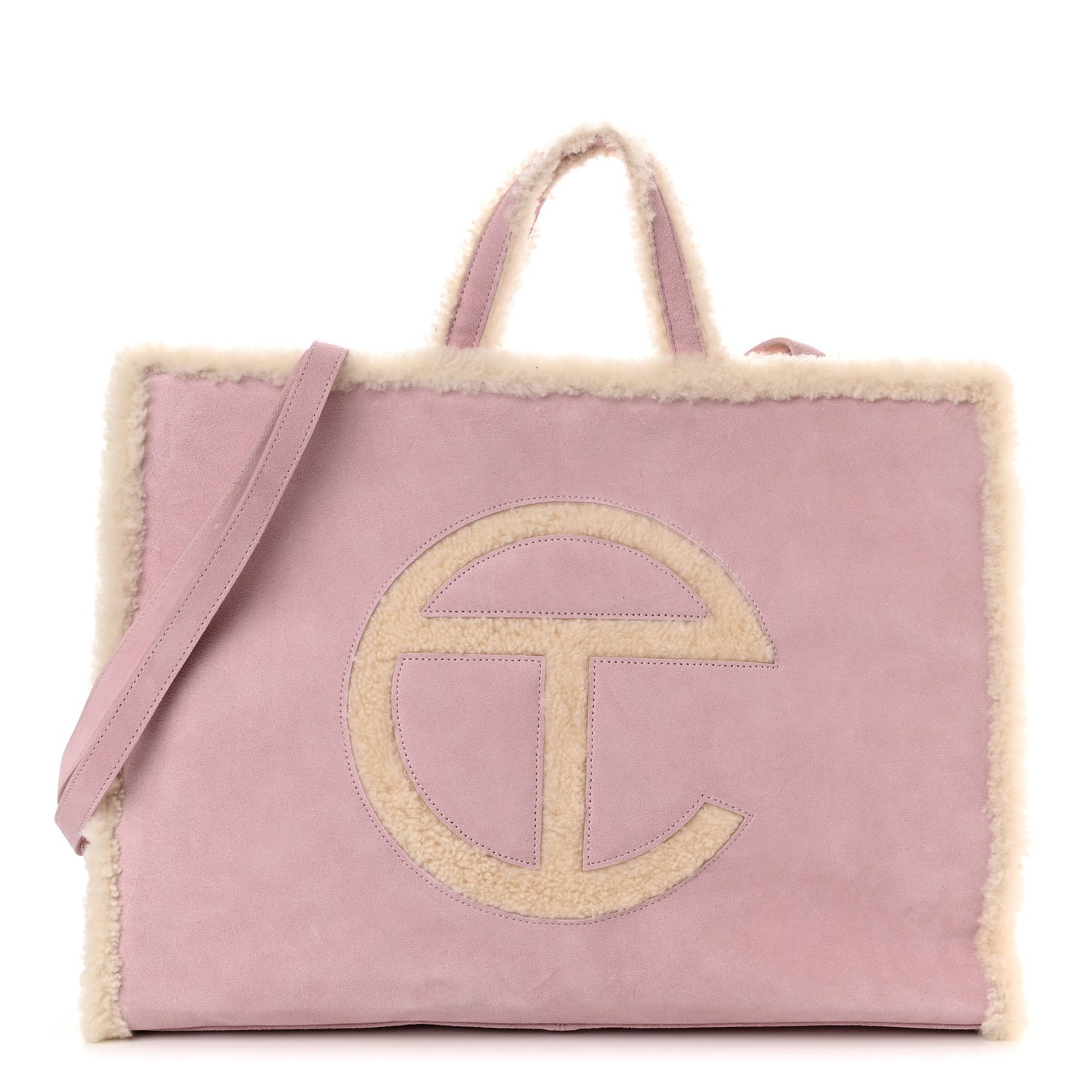X UGG Suede Shearling Large Shopping Bag Pink