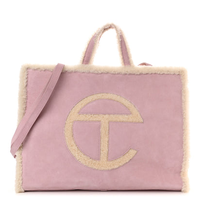 Telfar X UGG Suede Shearling Large Shopping Bag Pink 1 of 12