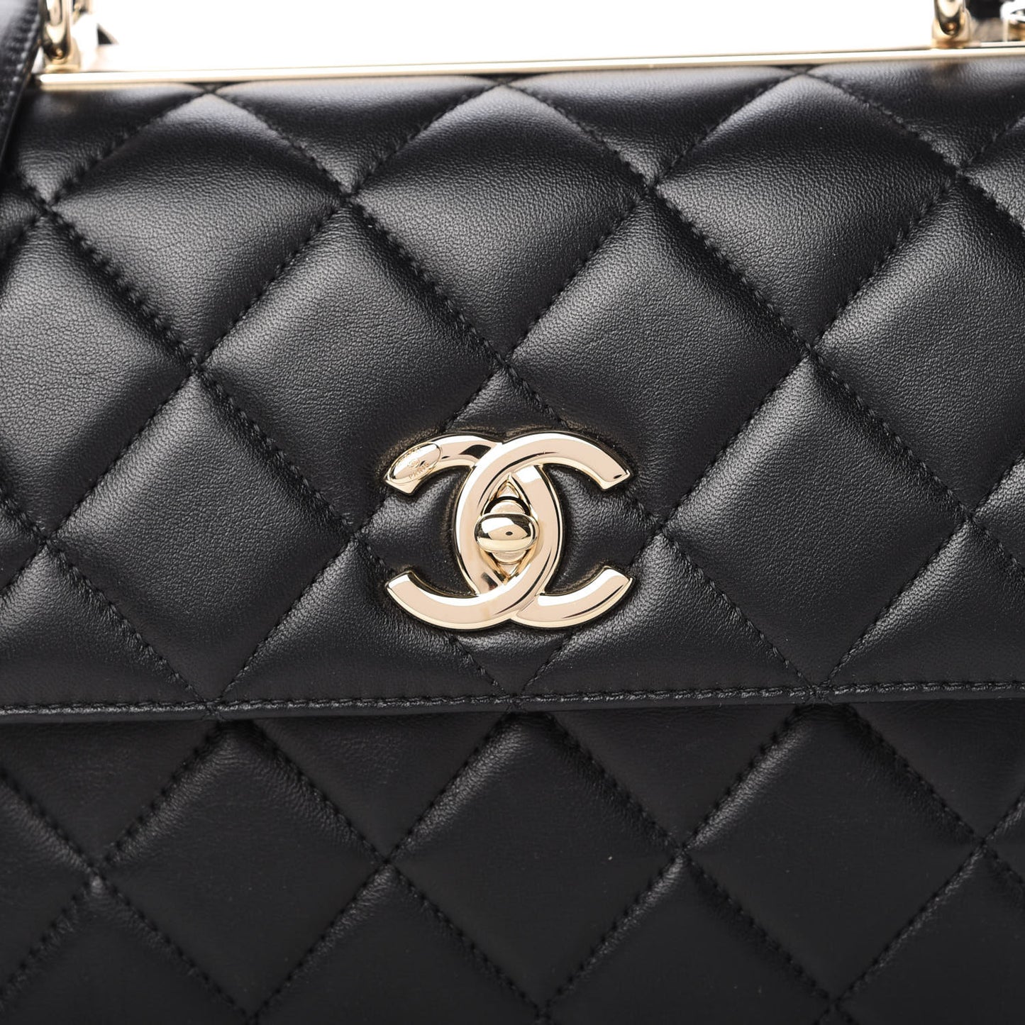 Lambskin Quilted Small Trendy CC Dual Handle Flap Bag Black