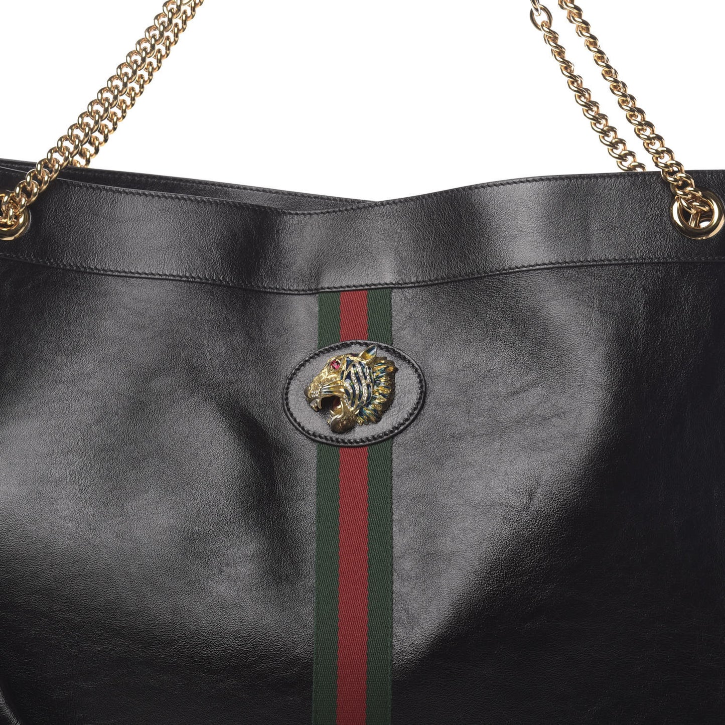 Calfskin Maxi Rajah Chain Tote Black