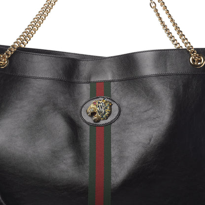 Gucci Calfskin Maxi Rajah Chain Tote Black 8 of 10