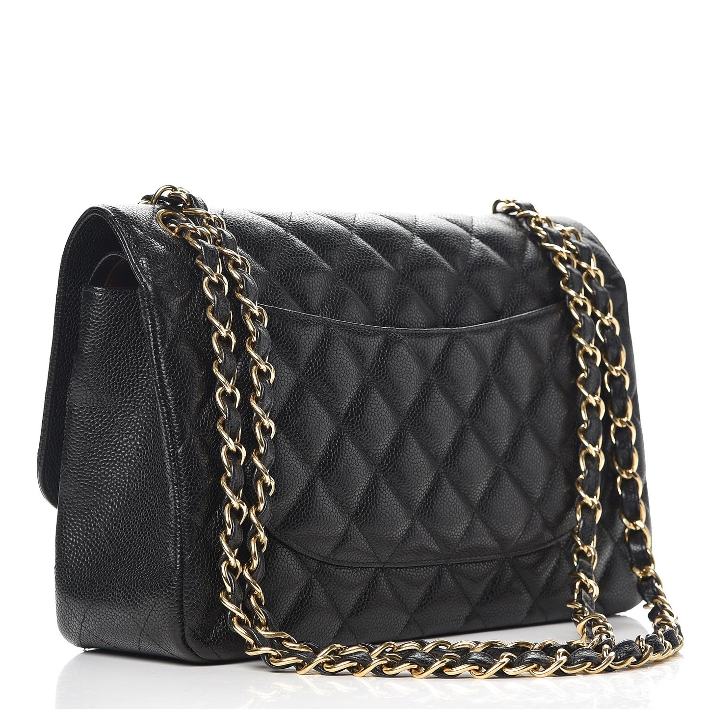 Caviar Quilted Jumbo Double Flap Black