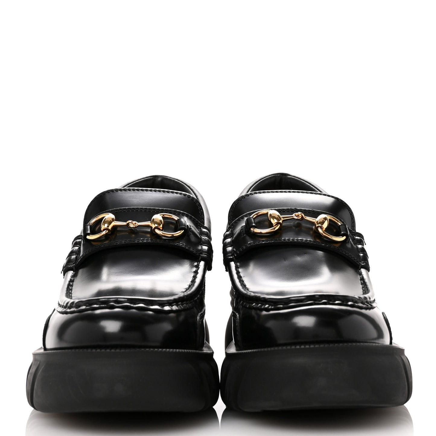 Magnum Calfskin Nappa Samoa Womens Horsebit Platform Chunky Lug Sole 40mm Loafers 41 Black