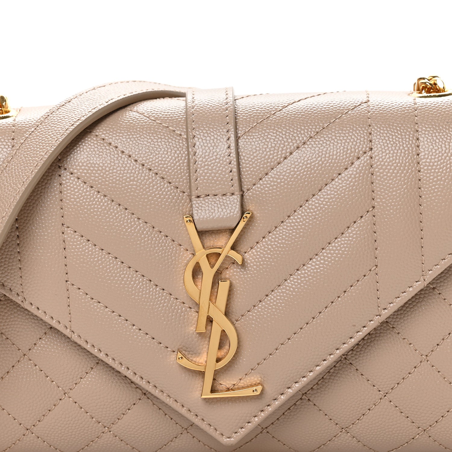 Saint Laurent Grain De Poudre Textured Mixed Matelasse Triquilt Small Monogram Satchel Dark Beige 8 of 11