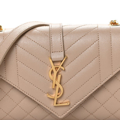 Saint Laurent Grain De Poudre Textured Mixed Matelasse Triquilt Small Monogram Satchel Dark Beige 8 of 11