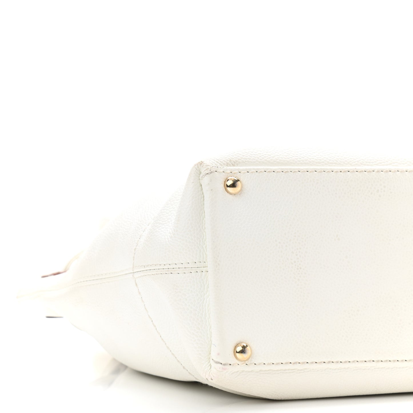 Caviar Wood Drawstring Bucket Bag White