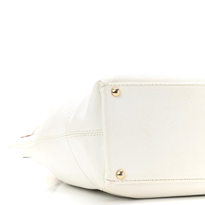 Chanel Caviar Wood Drawstring Bucket Bag White 9 of 15