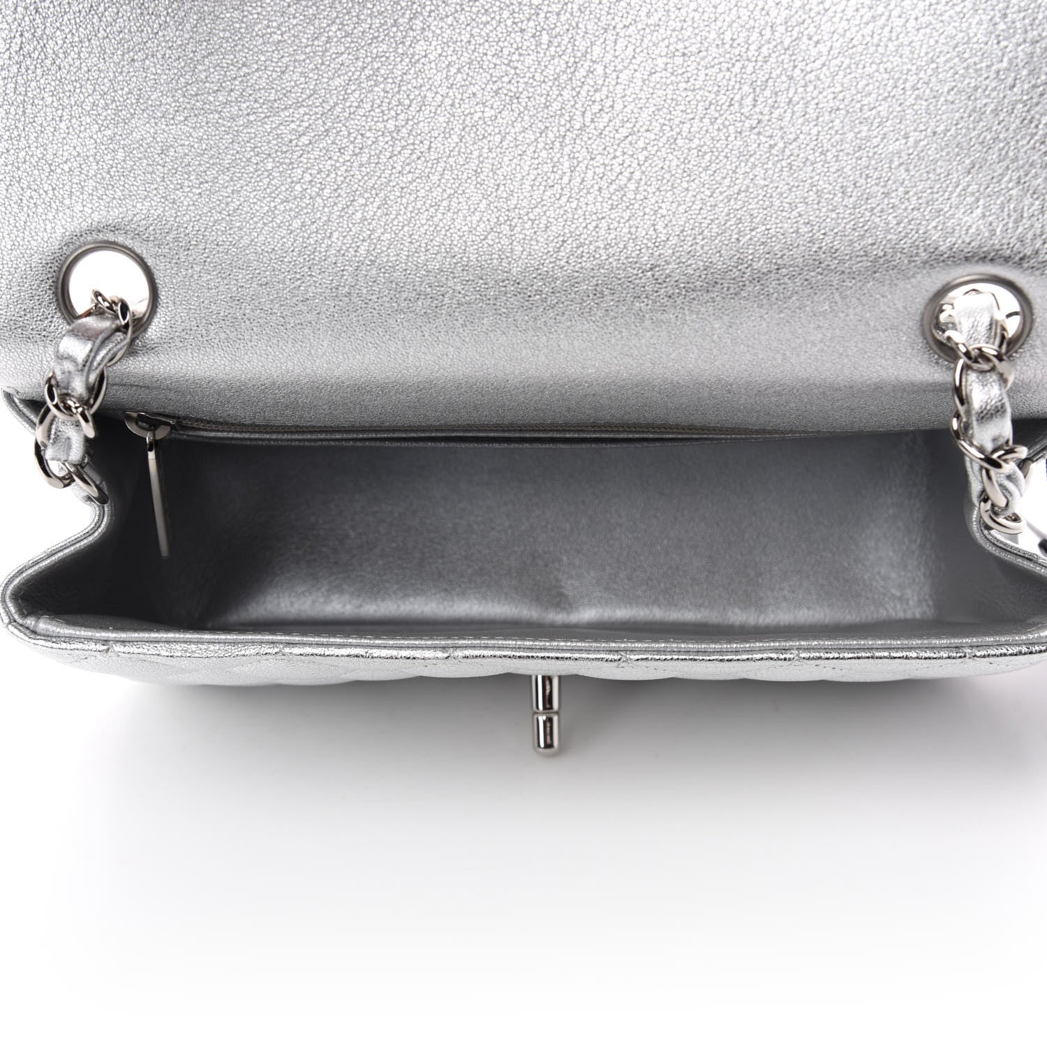 Chanel Metallic Lambskin Quilted Mini Rectangular Flap Silver 5 of 10