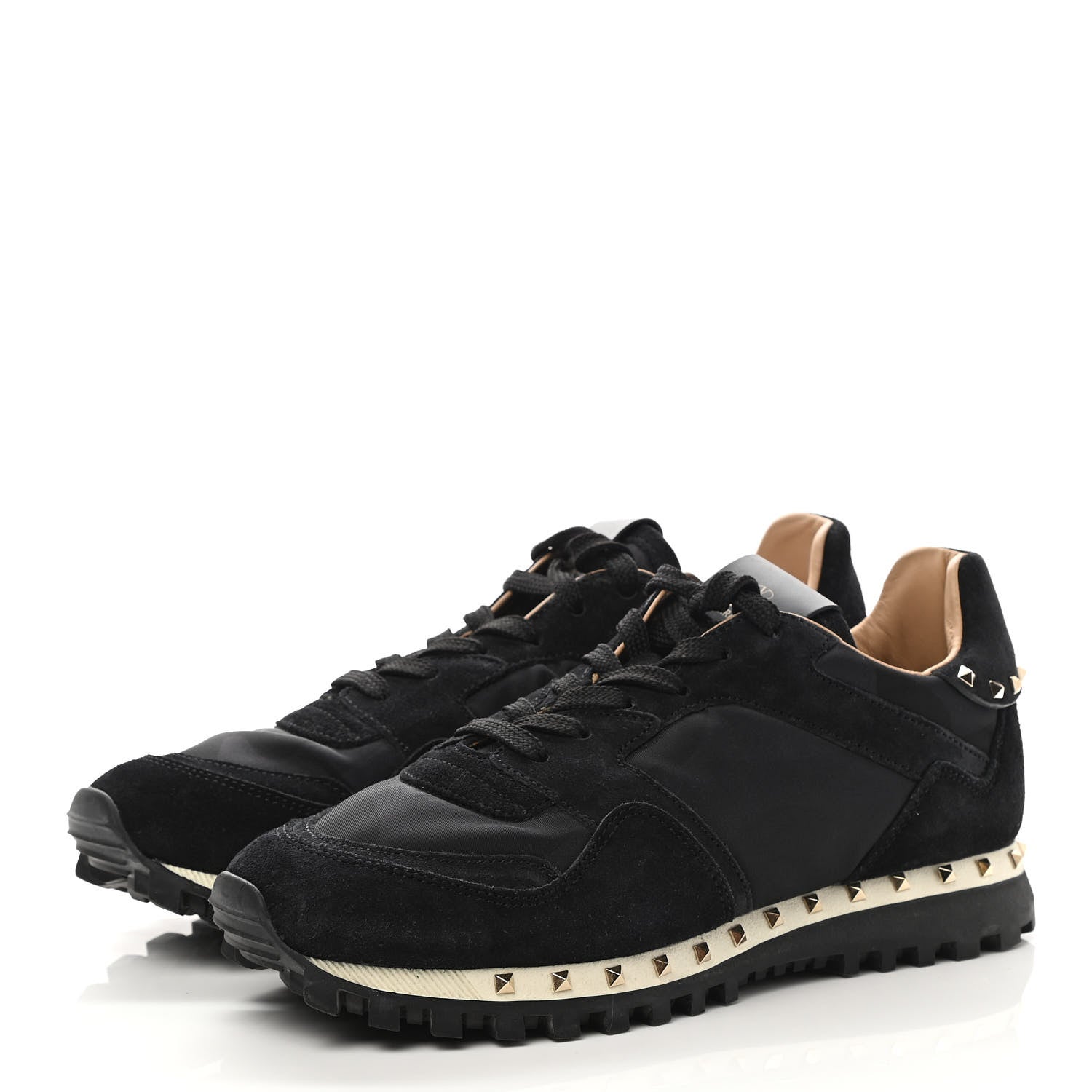 Valentino Garavani Suede Nylon Camouflage Womens Soul Rockstud Sneakers 37 Black 3 of 9