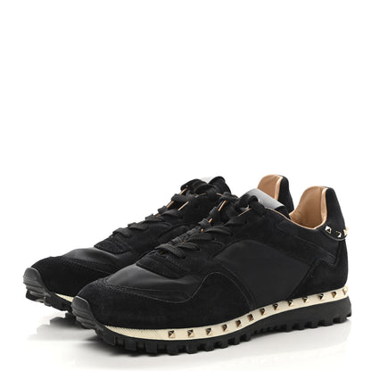 Valentino Garavani Suede Nylon Camouflage Womens Soul Rockstud Sneakers 37 Black 3 of 9