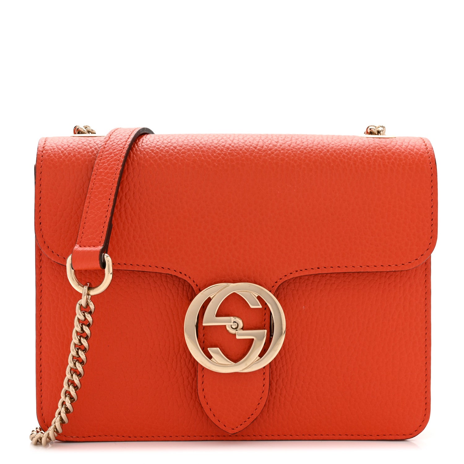 Gucci Dollar Calfskin Small Interlocking G Shoulder Bag Sun Orange 1 of 10