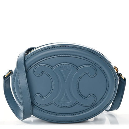 Celine Smooth Calfskin Cuir Small Triomphe Oval Crossbody Purse Denim 1 of 8