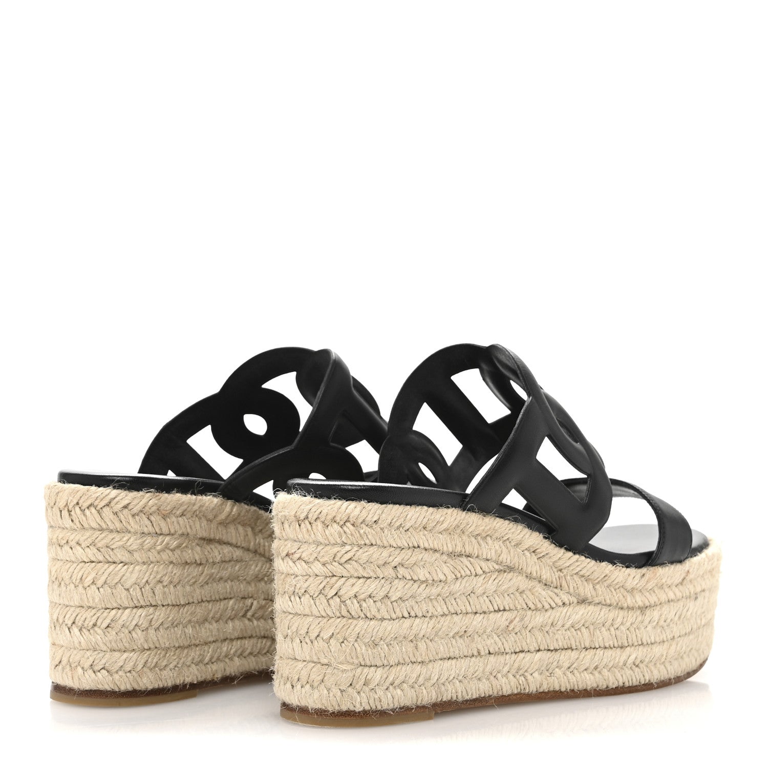 Hermes Nappa Ithea Espadrille Wedge Sandals 35 Black 5 of 11