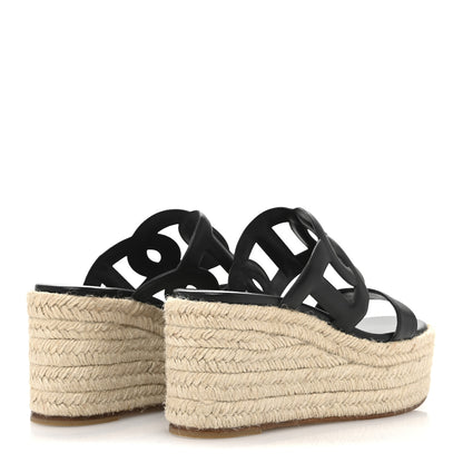 Hermes Nappa Ithea Espadrille Wedge Sandals 35 Black 5 of 11