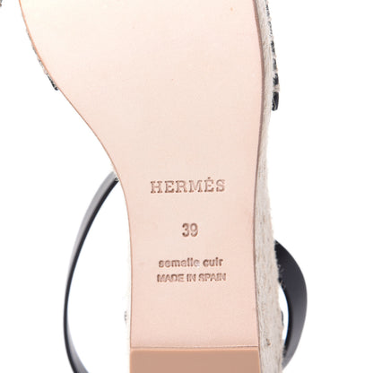 Hermes Calfskin Tipoli Espadrille Wedges 39 Black 8 of 10