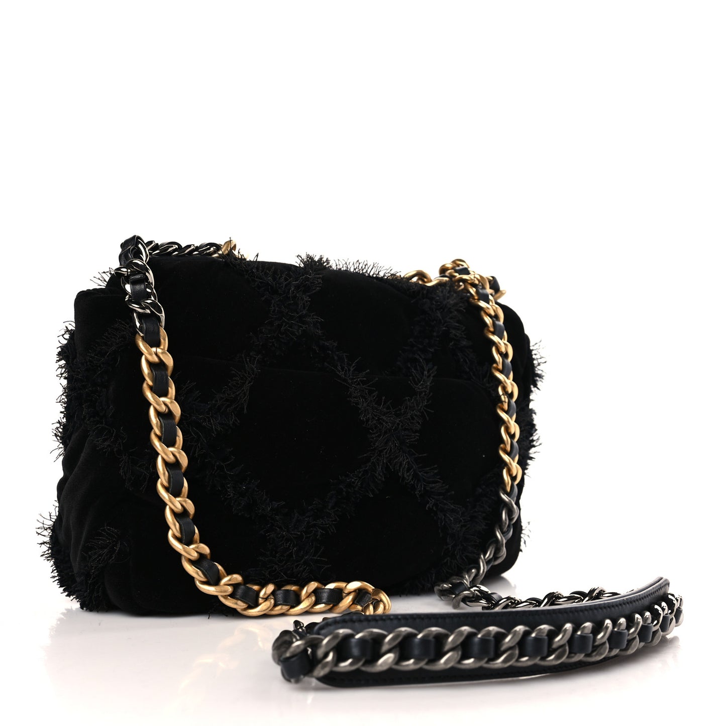 Cotton Canvas Quilted Medium Chanel 19 Flap Black