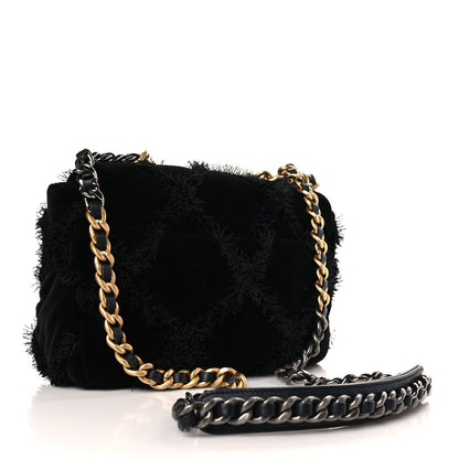 Chanel Cotton Canvas Quilted Medium Chanel 19 Flap Black 3 of 9