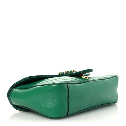 Gucci Azalea Calfskin Enamel Matelasse Diagonal Small Torchon GG Marmont Shoulder Bag New Shamarock Emerald 4 of 15