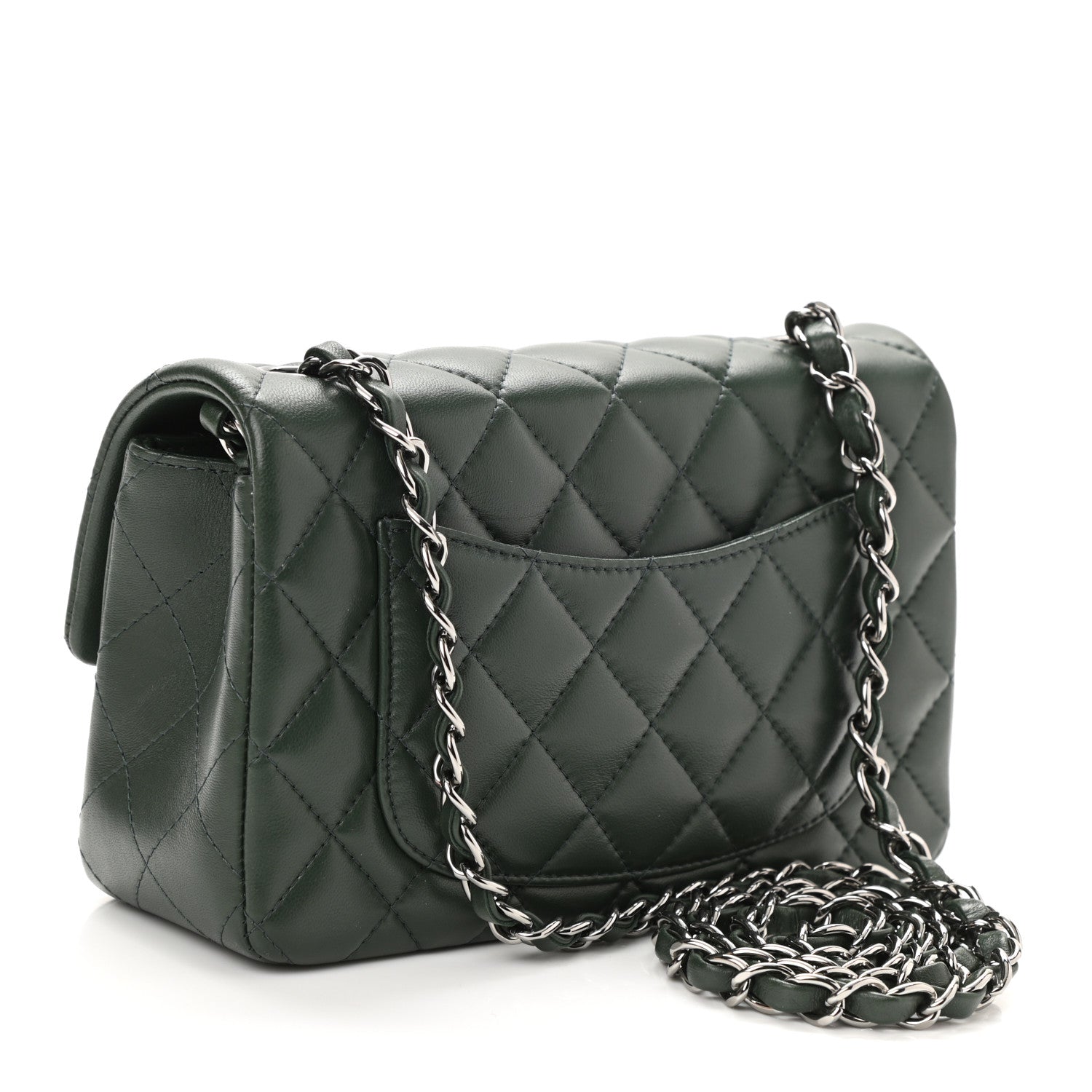 Chanel Lambskin Quilted Mini Rectangular Flap Green 2 of 9