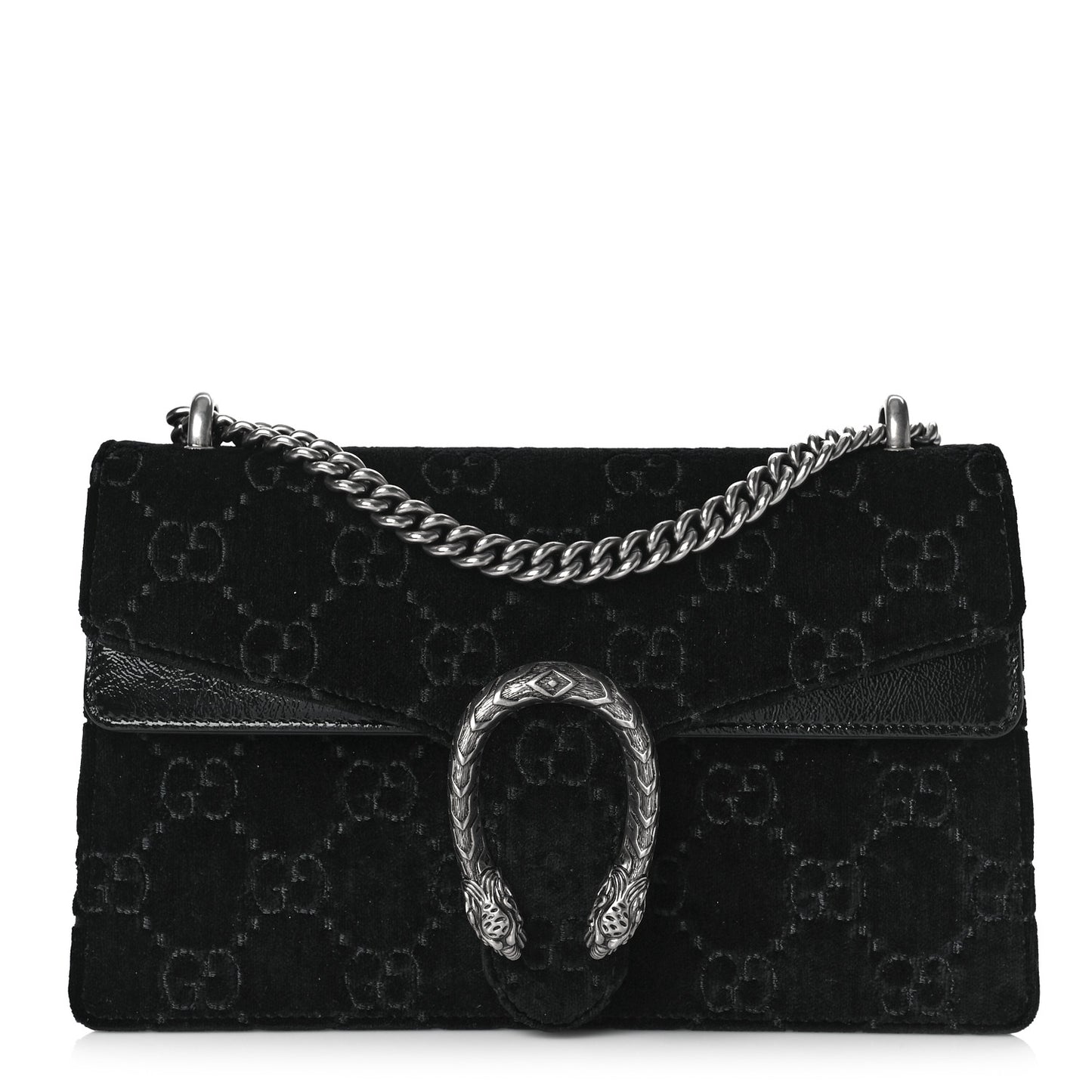 Velvet GG Monogram Small Dionysus Shoulder Bag Black