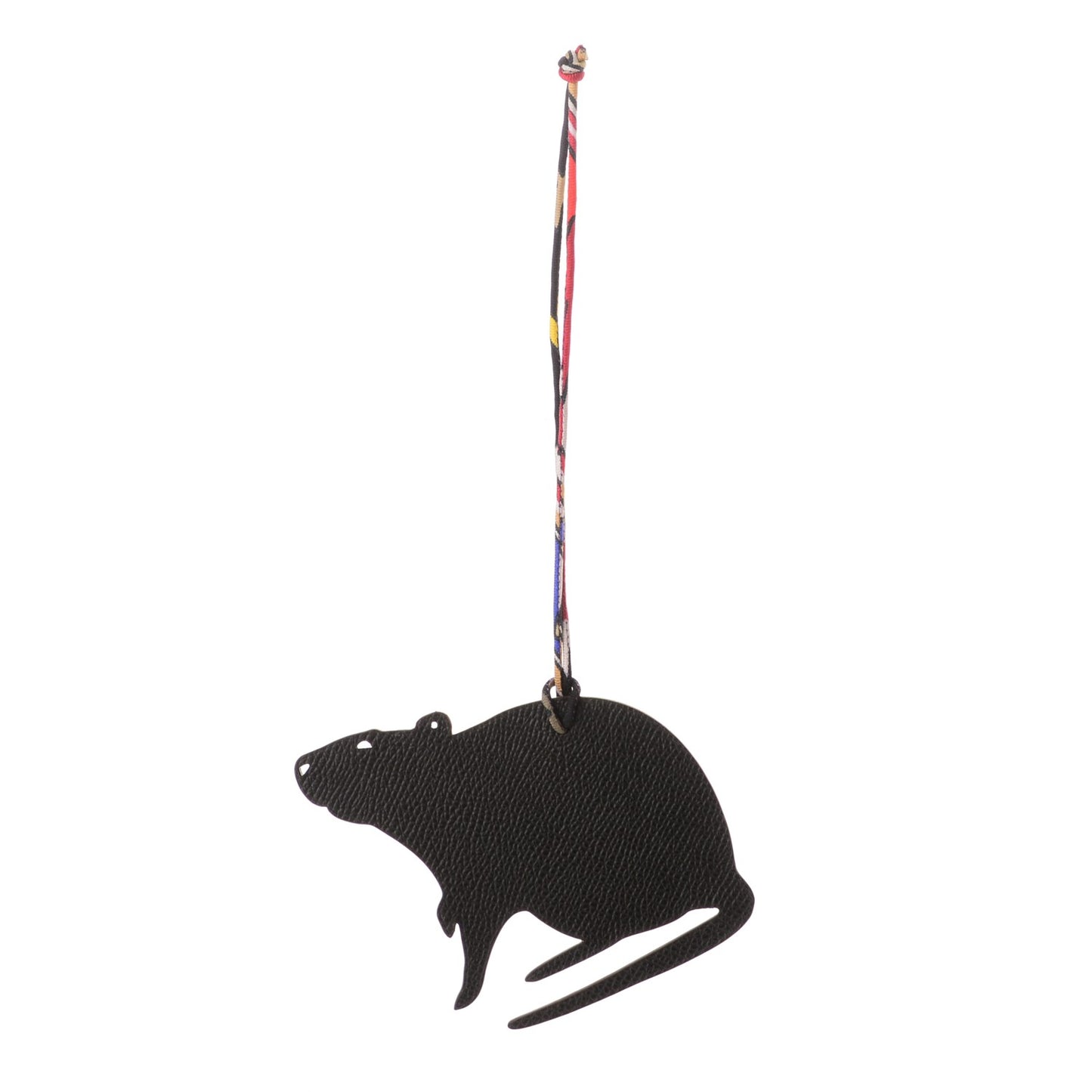Togo Epsom Petit H Rat Bag Charm GM Tosca Noir