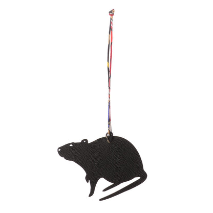 Hermes Togo Epsom Petit H Rat Bag Charm GM Tosca Noir 1 of 3