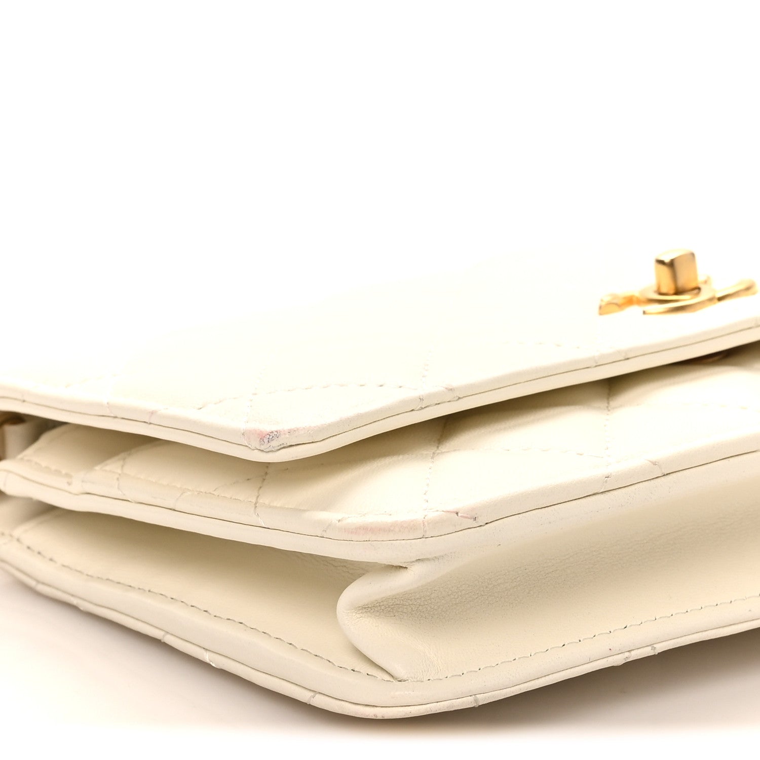 Chanel Lambskin Quilted CC Pearl Crush Wallet on Chain WOC White 10 of 11
