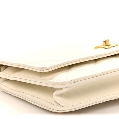 Chanel Lambskin Quilted CC Pearl Crush Wallet on Chain WOC White 10 of 11