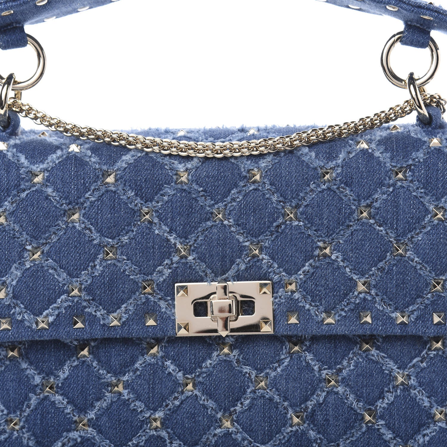 Valentino Garavani Denim Medium Rockstud Spike Shoulder Bag Denim 9 of 9