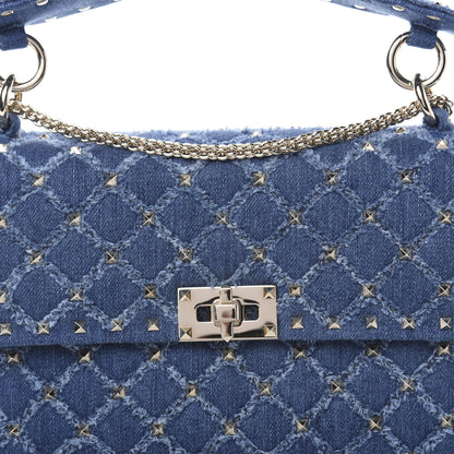 Valentino Garavani Denim Medium Rockstud Spike Shoulder Bag Denim 9 of 9