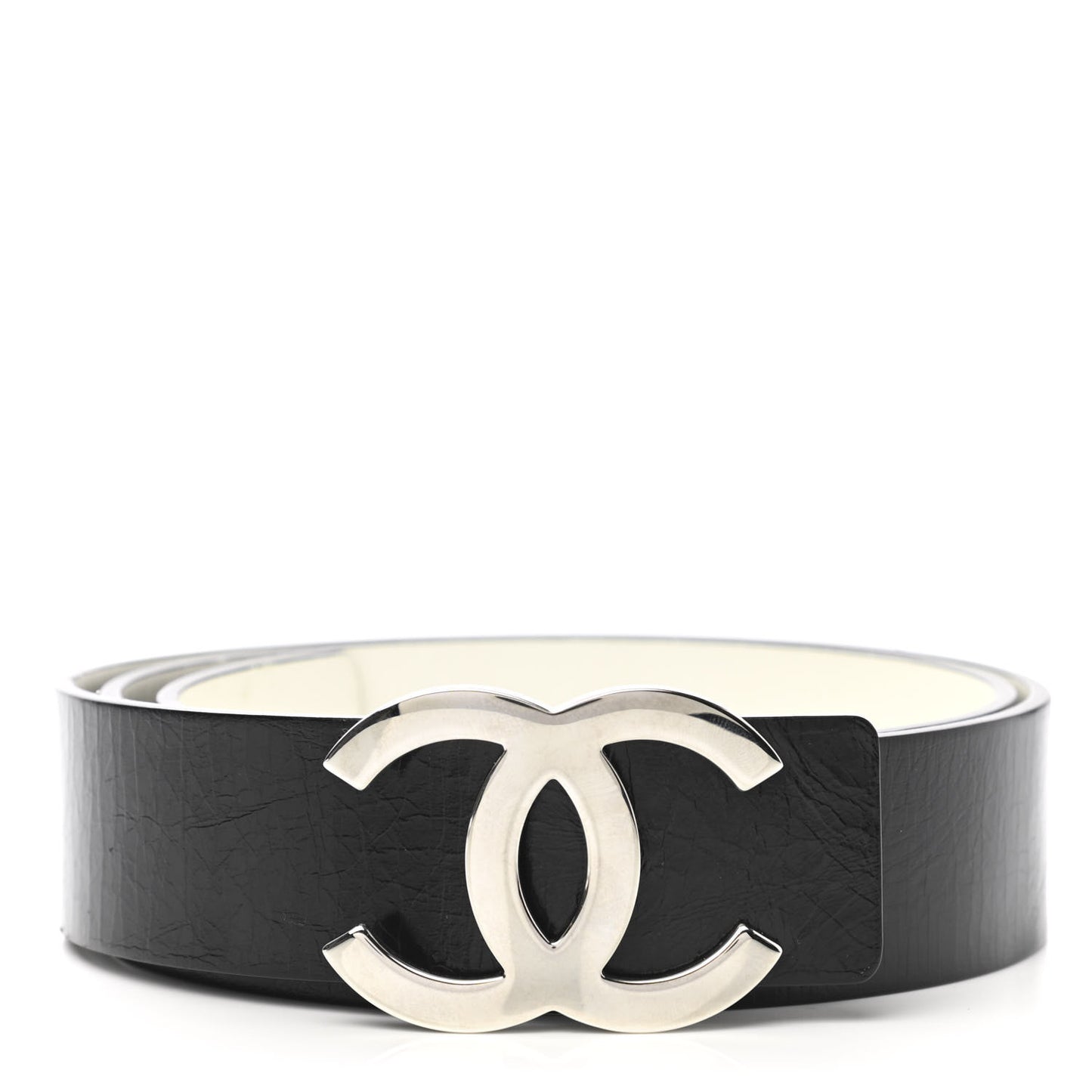 Patent Calfskin CC Reversible Belt 90 Black White
