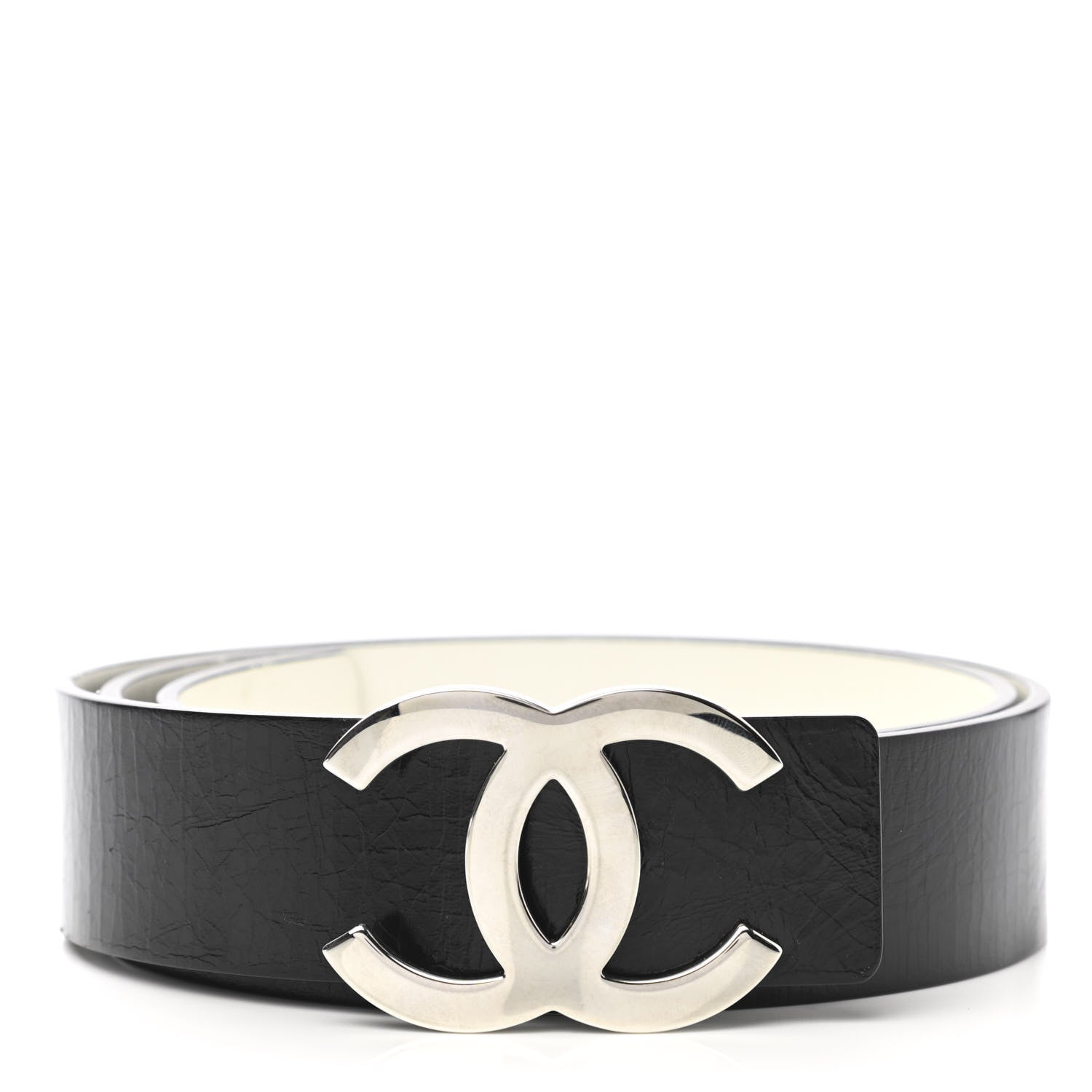 Chanel Patent Calfskin CC Reversible Belt 90 Black White 1 of 4