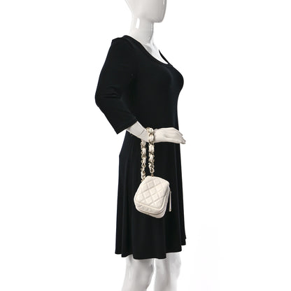 Chanel Lambskin Quilted Cube Chain Wristlet Case White 3 of 12