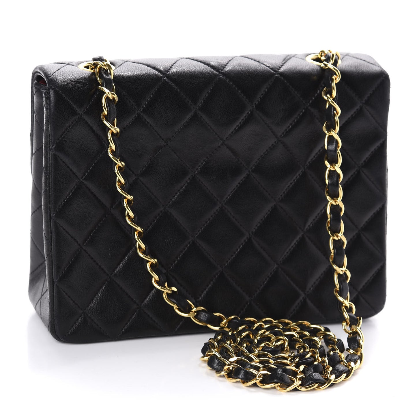 Lambskin Quilted Mini Square Flap Black
