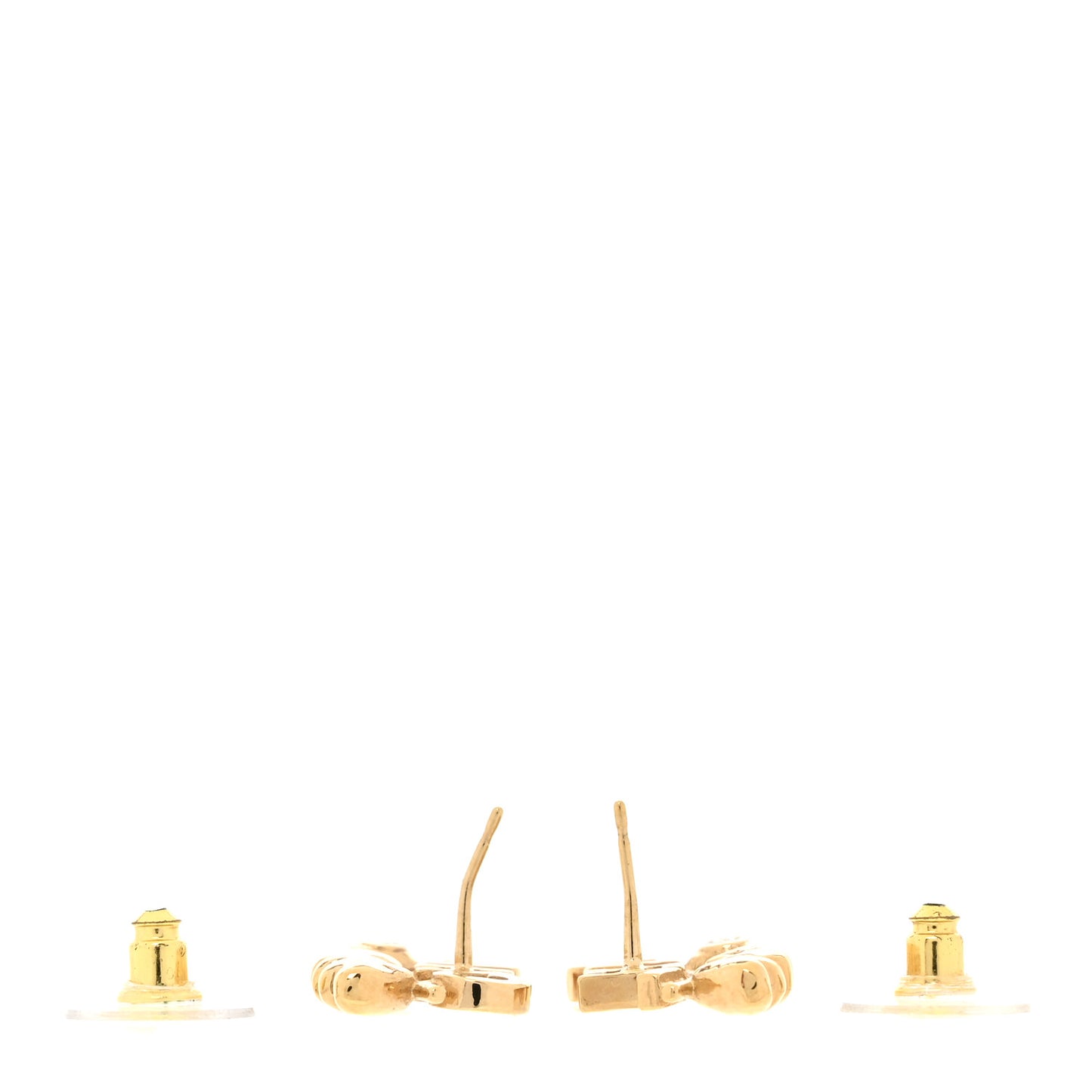 Crystal Heart Cha-Nel Logo Earrings Gold