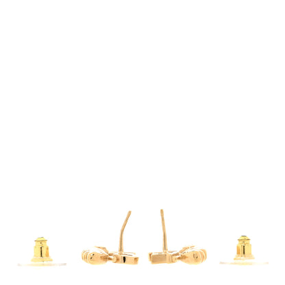 Chanel Crystal Heart Cha-Nel Logo Earrings Gold 3 of 6