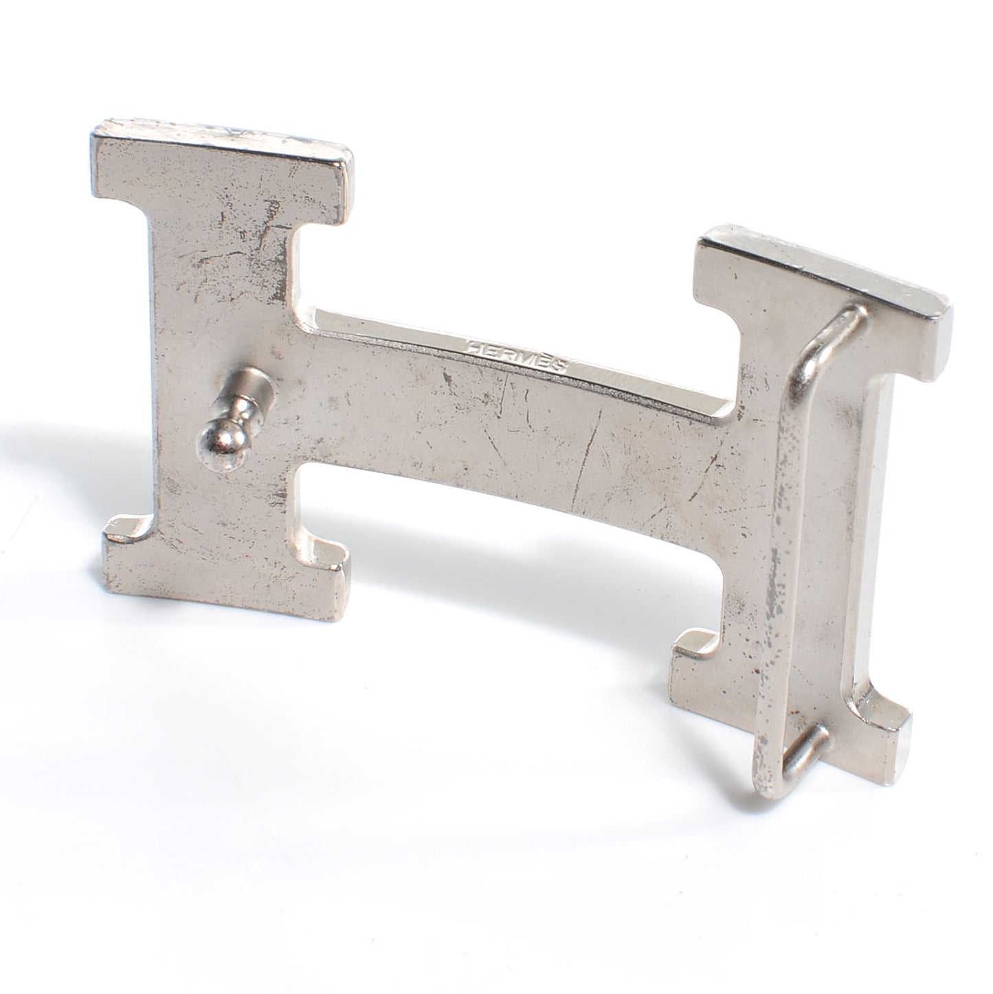 32mm Palladium H Belt Buckle Martelee Silver