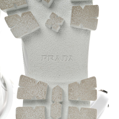 Prada Spazzolato Rois Re-Nylon Metal Triangle Logo Monolith Pouch Pocket 55mm Boots 37 White 6 of 11