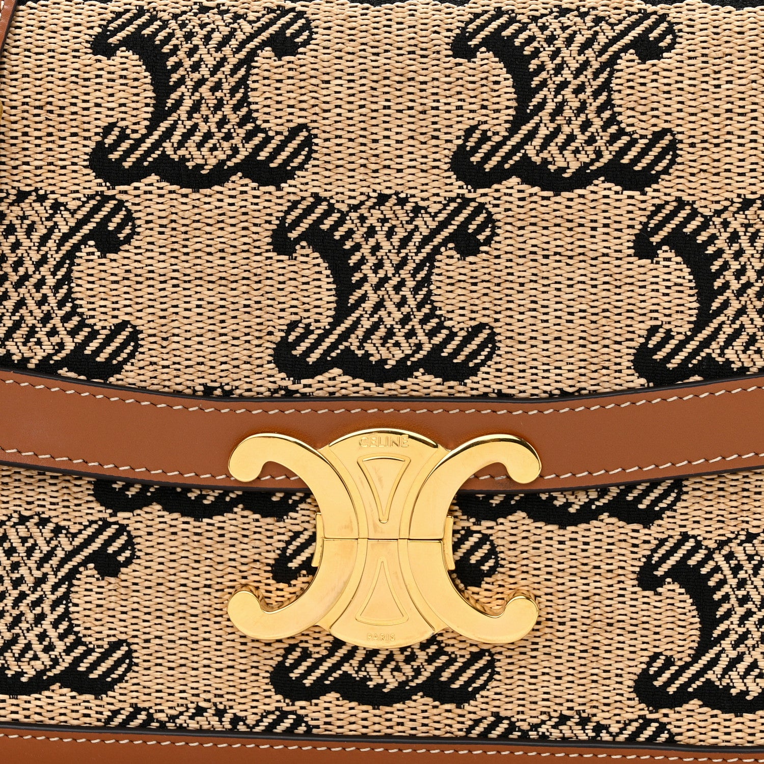 Celine Raffia Jacquard Calfskin Medium Triomphe Natural Tan 10 of 12