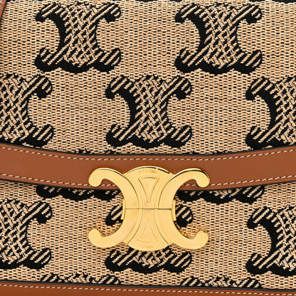 Celine Raffia Jacquard Calfskin Medium Triomphe Natural Tan 10 of 12