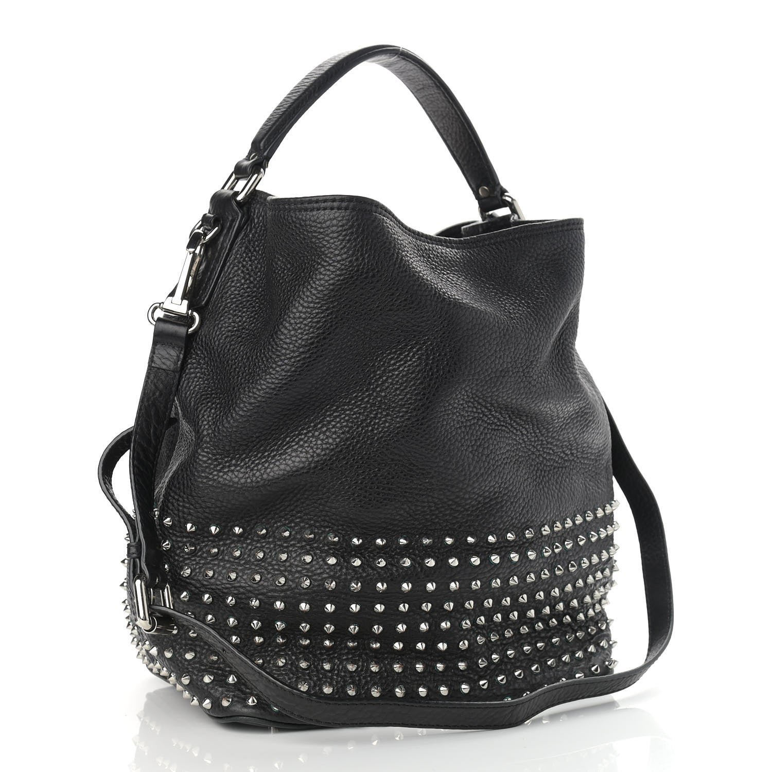 Burberry Calfskin Studded Medium Susanna Hobo Black 3 of 17