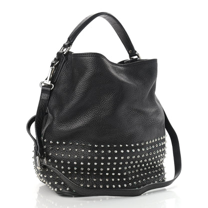 Burberry Calfskin Studded Medium Susanna Hobo Black 3 of 17