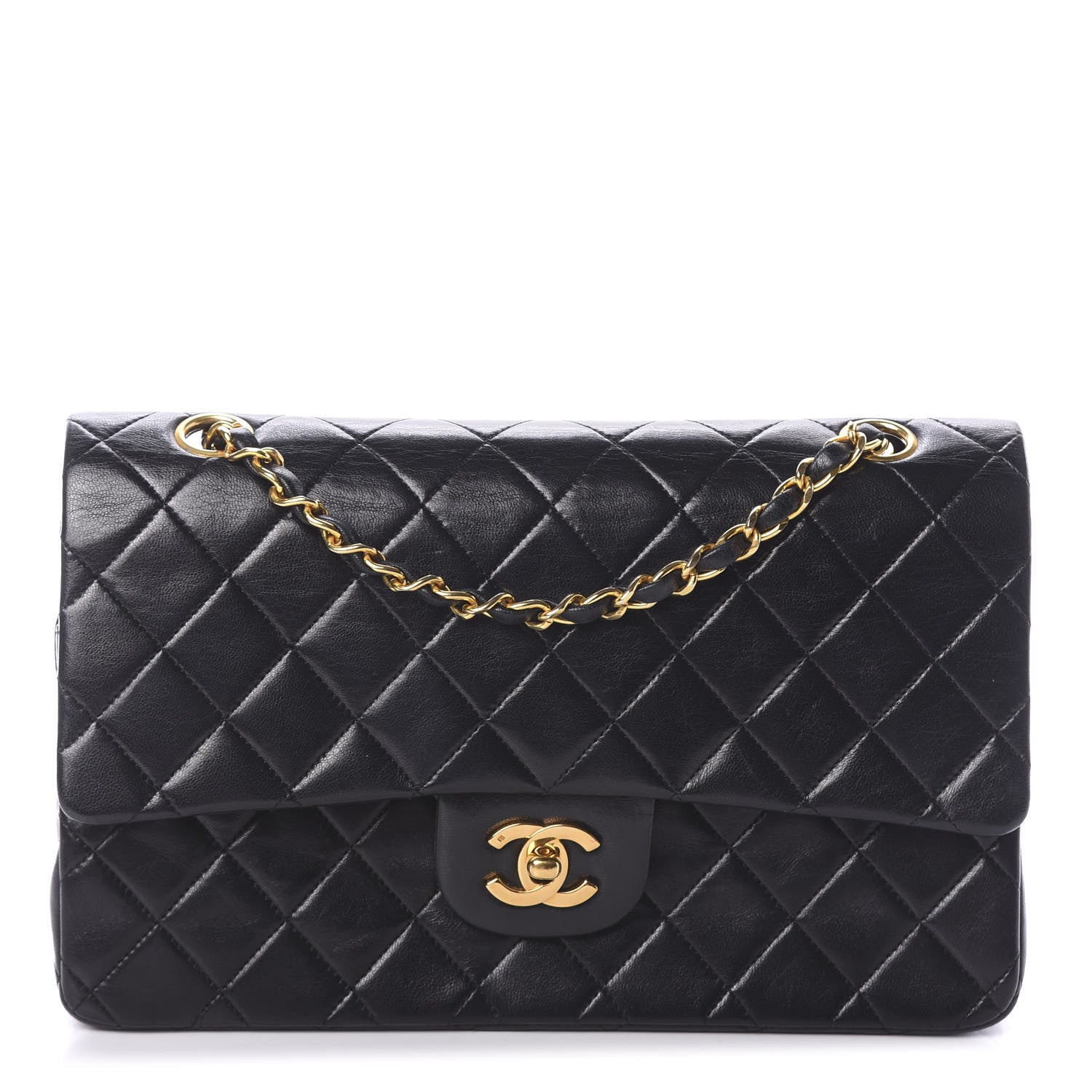 Chanel Lambskin Quilted Medium Double Flap Black 1 of 9